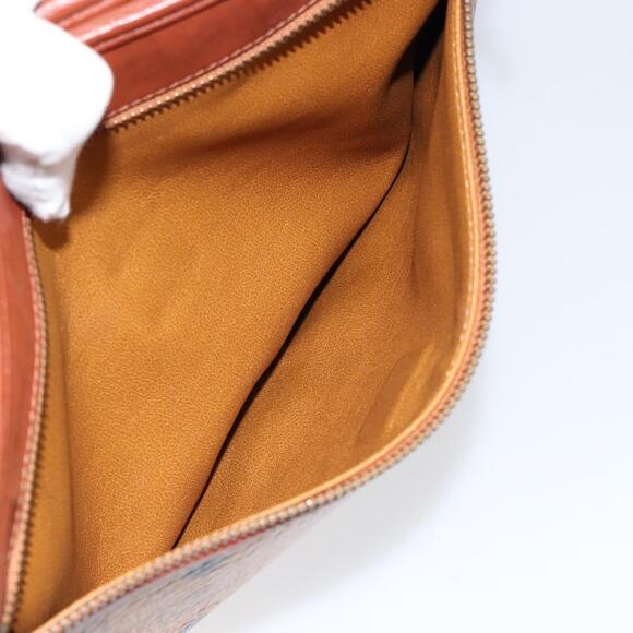MCM Logogram Vicetos Clutch Bag PVC Leather Brown Gold Auth gh1233